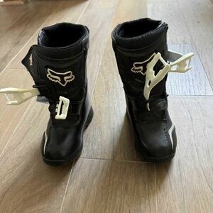 Fox Black Kids Boots with White Buckles